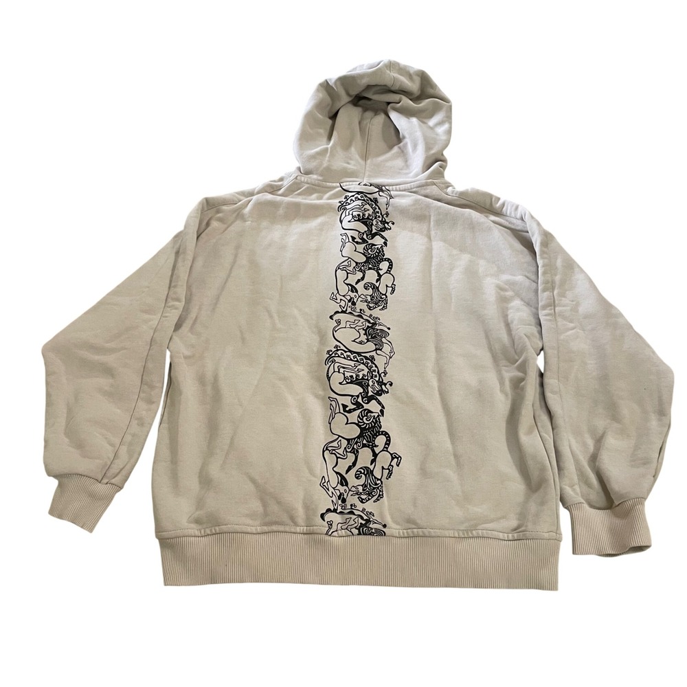 Global Nomads Tan Full Zip Graphic Hoodie Sweatshirt XS Streetwear Back Print